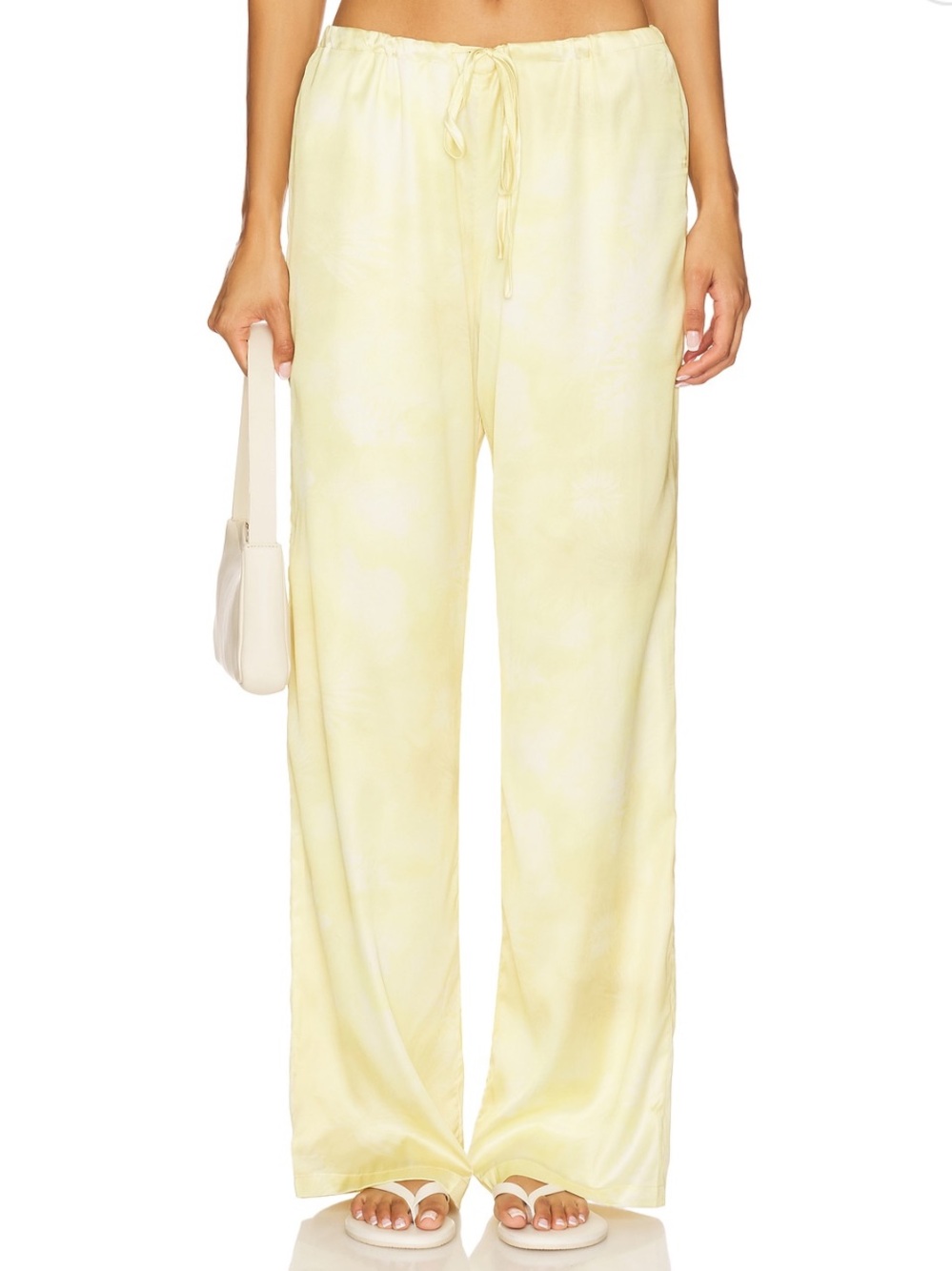 SNDYS Yellow Silky Lyra Print Pant in Panna Cotta SMALL